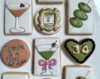 Martini Sugar Cookies: Cocktail Party Favors, Birthday Cookies