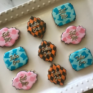 12 Alice sugar cookie, tea party cookies, mad tea cookies, birthday Alice, birthday cookies