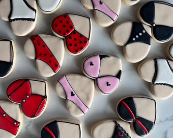 Bachelorette Party Favors, Lingerie decorated cookies, 12 pieces, bride to be, girls night party