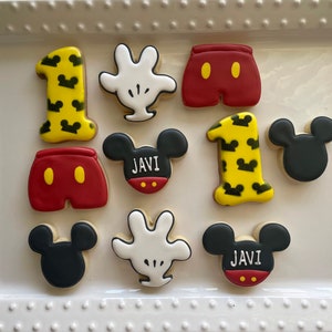 12 birthday Mouse cookies, mickey birthday party, birthday cookies
