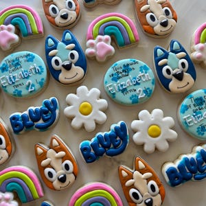 12 Blue character cookies, cartoon character cookies, personalized cookies, birthday party, party favors, birthday cookies, blue dog
