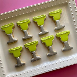 12 margarita lime glass sugar cookies, 21st  birthday, Mexican party, 5 de mayo