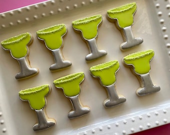 12 margarita lime glass sugar cookies, 21st  birthday, Mexican party, 5 de mayo