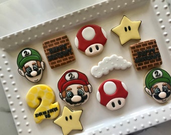 12 video game bros, Mario birthday cookies, bros cookies