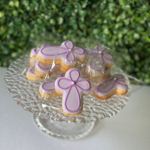 12 mini cross cookies, baptism cookies, first communion favors, baptism favors