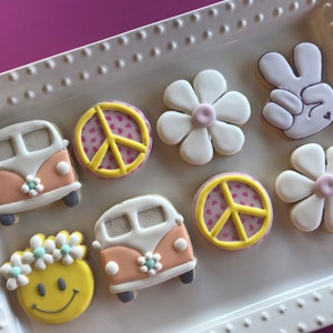 12 groovy theme sugar cookies/ peace and love/ groovy birthday