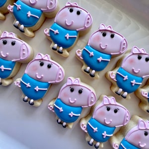 12 George pig sugar cookies, pig boy, Jorge cookies, birthday cookies