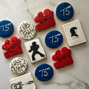 12 personalized birthday cookies, Elvis sugar cookies, birthday cookies,king of rock, birthday gifts, rock cookies, rock and roll