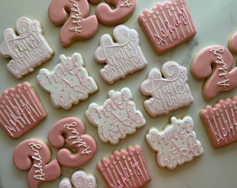 12 personalized birthday cookies,  21st birthday cookies, 50th birthday, birthday cookie surprise, birthday gift,