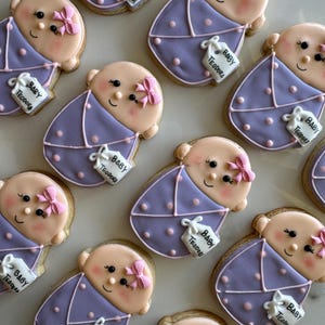 Baby Girl Shower Cookies, Personalized Sugar Cookies, 12 Pieces