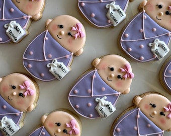 Baby Girl Shower Cookies, Personalized Sugar Cookies, 12 Pieces