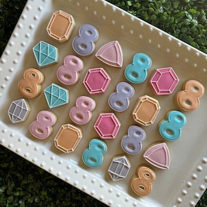 Gem birthday/ 12 mini sugar cookies/ she is a gem/ birthstones cookies/ diamond cookies/ birthday cookies/ party favors