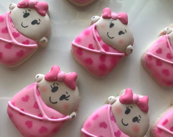 Mini galletas de azúcar para niña: recuerdos de baby shower, 12 piezas