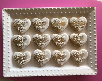 12 personalized wedding heart cookies