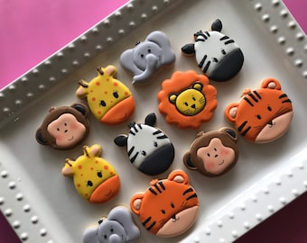 12 safari sugar cookies/ zoo sugar cookies/ wild birthday favors/ zoo birthday cookies/ animal cookies/ farm cookies