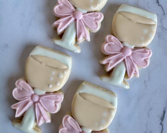 Champagne glass cookies| cheers favors| wedding treats| 12 pieces