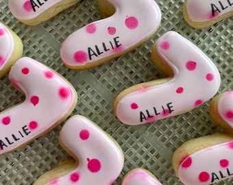 12 Mini personalized number cookie, mini sugar cookies, birthday favors, number shape cookies