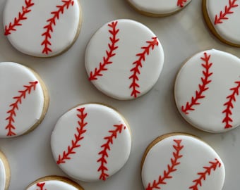 12 biscotti di zucchero a tema baseball, dessert a tema sportivo