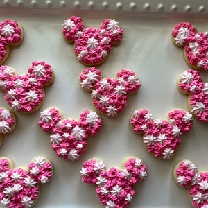 12 Pink ears cookies, minnie birthday cookies