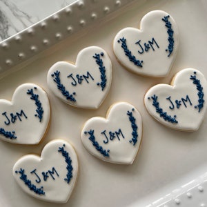 12 Heart wedding cookies/ personalized wedding sugar cookies/ bride and groom cookies