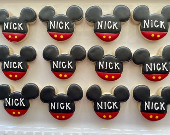 12 personalized Mouse sugar cookies/ birthday cookies/ mickey cookies