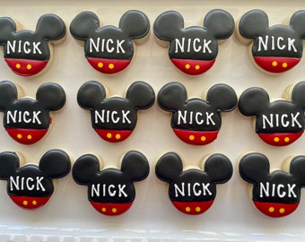 12 personalized Mouse sugar cookies/ birthday cookies/ mickey cookies