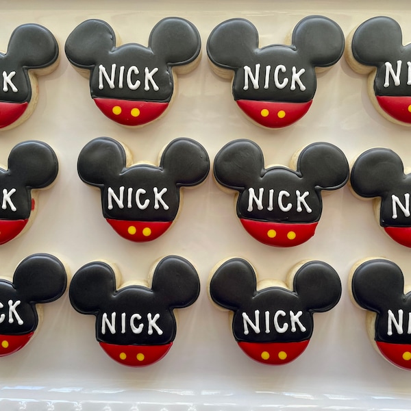 12 personalized Mouse sugar cookies/ birthday cookies/ mickey cookies