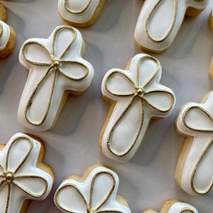12 mini crosses sugar cookies, baptism favors