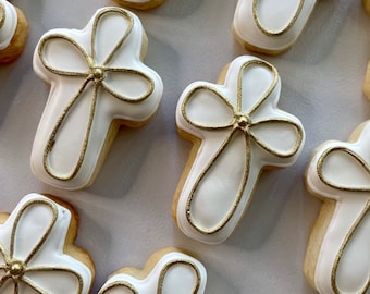 12 mini crosses sugar cookies, baptism favors