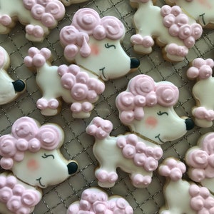 12 poodle sugar cookies/ dog party/ paw birthday party/ birthday favors