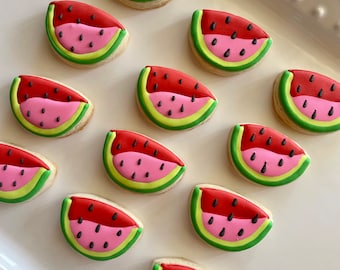 12 mini watermelon slice cookies/ watermelon cookies/ birthday cookies