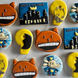 12 police dog cookies, dog cat cookies, personalized birthday cookies