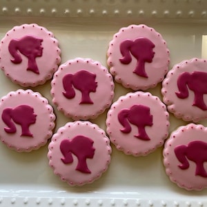 12 pink doll sugar cookies