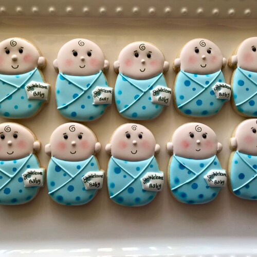 12 Baby Shower Sugar Cookies Baby Baby Blanket Etsy