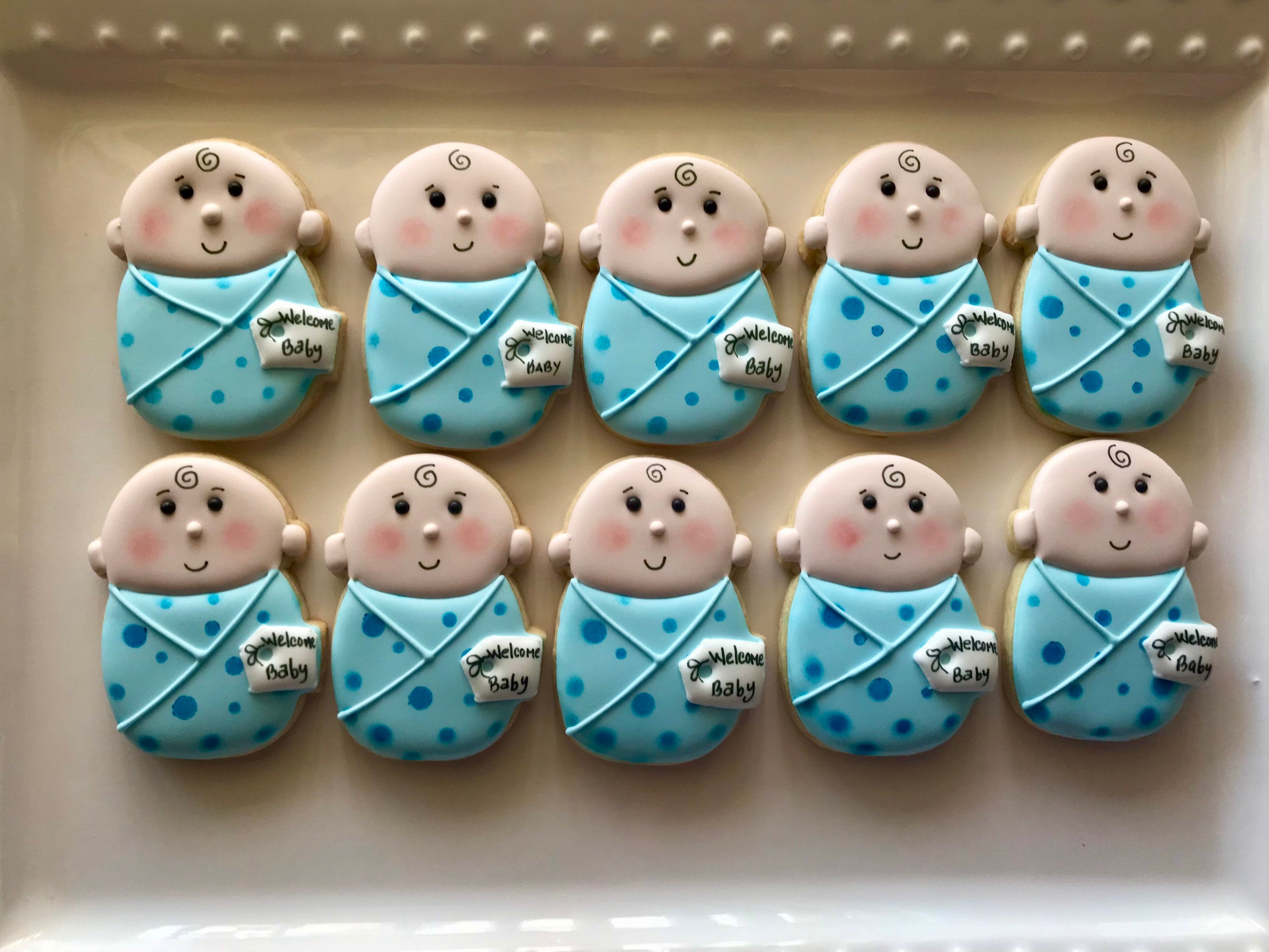 Welcome Baby Sugar Cookies: Hand Decorated Baby Shower Favors