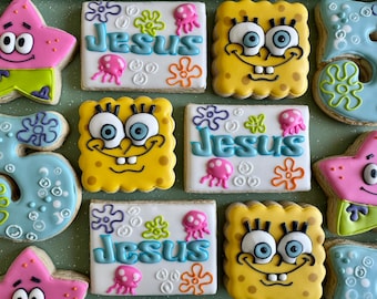12 sponge birthday favors, personalized cookies, starfish favors