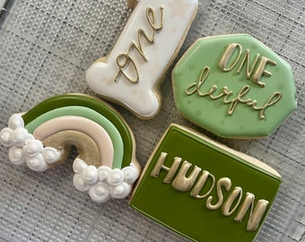 Onederful birthday, first birthday, baby birthday, birthday favors, sugar cookies, personalized gifts, personalized cookies