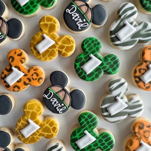 12 Mouse safari sugar cookies,  jungle  party, wild one, birthday favors, wild mouse cookies, birthday cookies, safari cookies