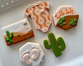 12 western boho style cookies, baby shower cookies