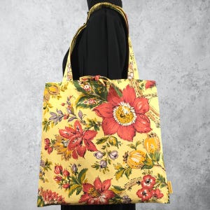 Retro- und sommerliche Tasche im provenzalischen Stil, Einkaufstasche aus Segeltuch, gefüttert und wendbar, rechteckige Form.