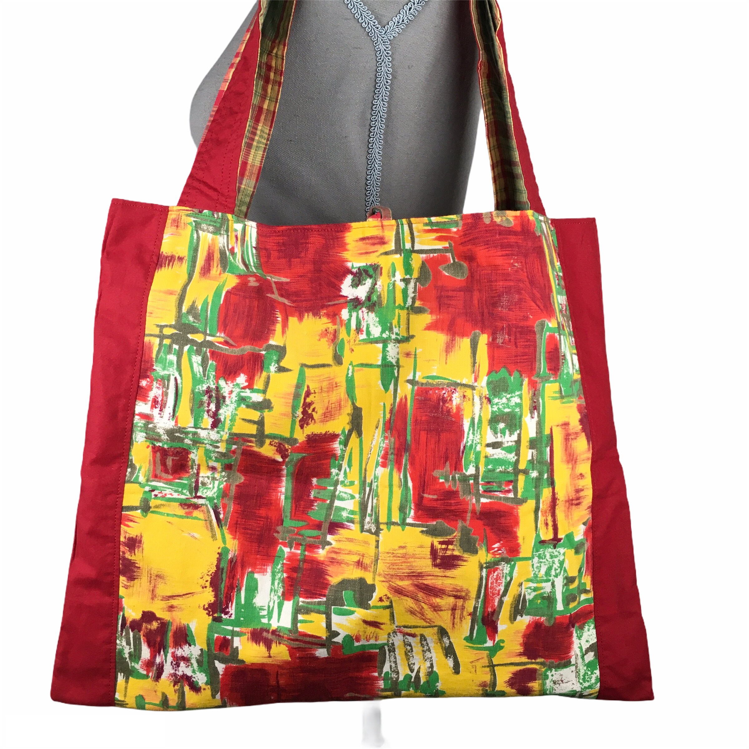 Reversible Lined Tote Bag for Women Vintage Canvas 1950s 