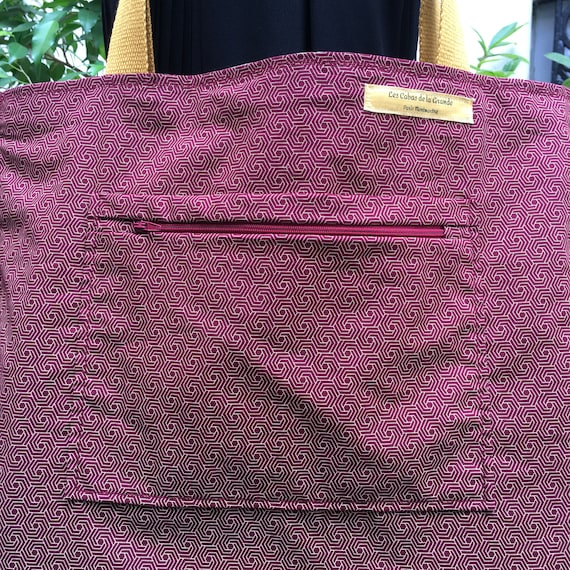 Sac Cabas Réversible Vintage Bohème Années 60 - Tissu Floral Multicolore - Fait Main