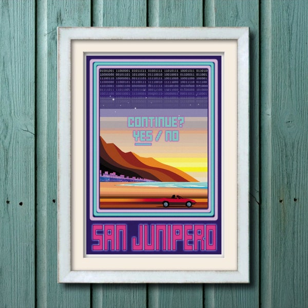 SAN JUNIPERO - Travel Poster - Black Mirror - 13"x19" (Direct from the Artist)