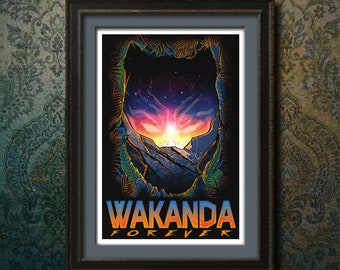 WAKANDA - Travel Poster - Black Panther - 13"x19" (Direct from the Artist)