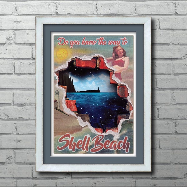 SHELL BEACH - Travel Poster - Dark City - 13"x19" (Direct from the Artist)