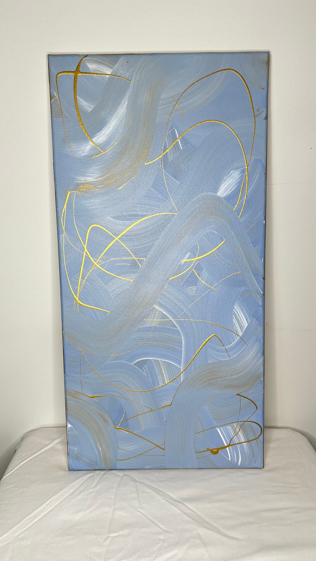 Blue and Gold Acrylic Painting With Gold Edge Etsy