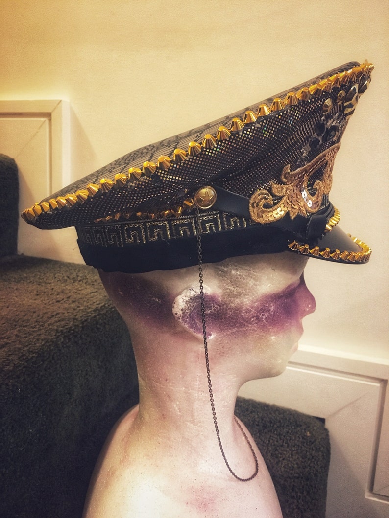 Gold Sequin Festival Captains Hat Rave Burning Man Doof Etsy