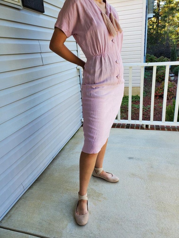 Vintage Early 1950s Pink Wiggle Dress