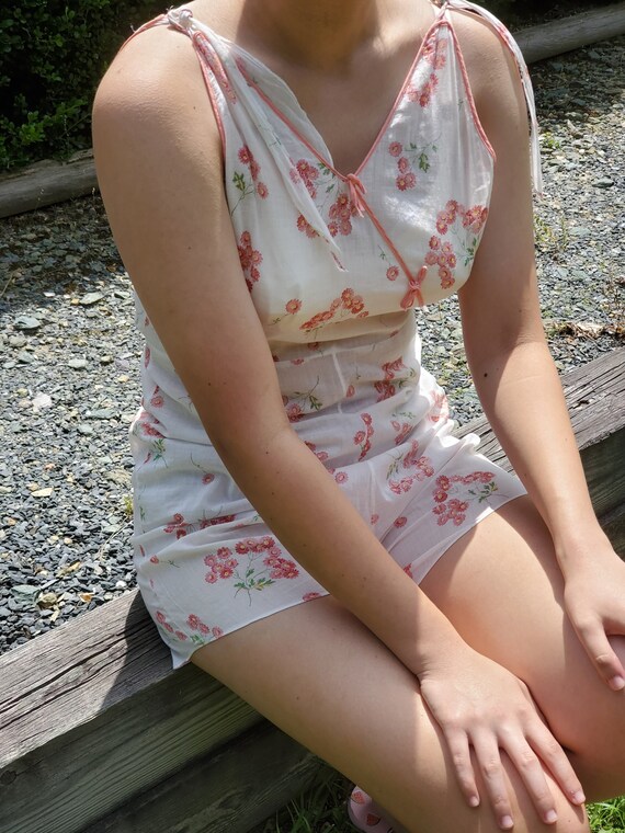 Vintage Sheer 1930s Daisy nightwear romper, 1930s