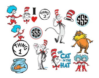 Dr Seuss Svg, Cat in the Hat Svg, Png, Clip Art, decal design, cartoon clipart, Cricut Files, Silhouette Files, Printable, Cameo, T-shirt